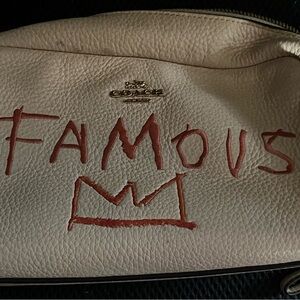 Coach Beige Leather Bag with Red Artwork